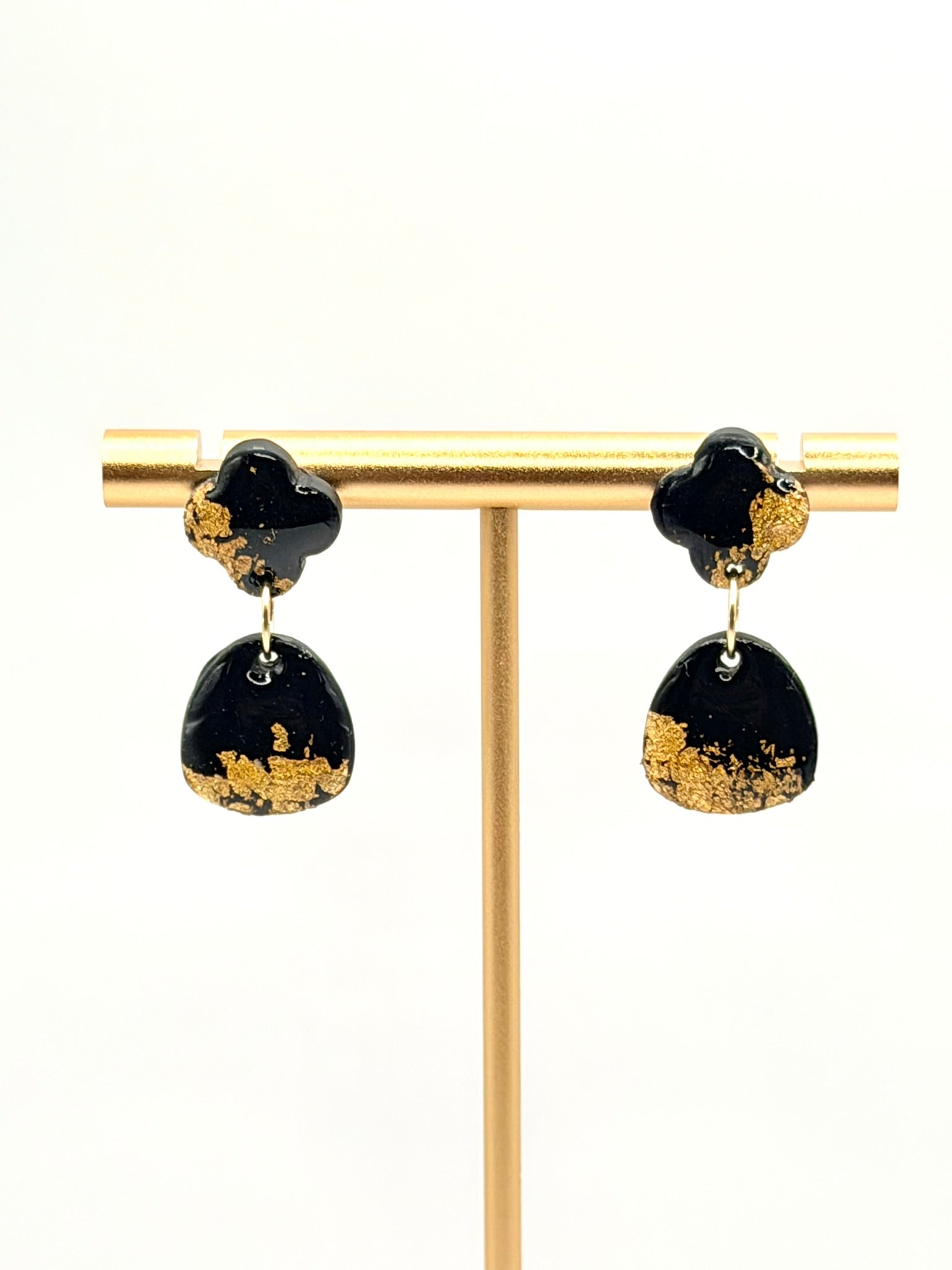 Obsidian Gold Dangle Stud