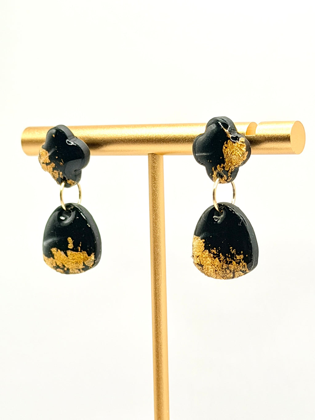 Obsidian Gold Dangle Stud