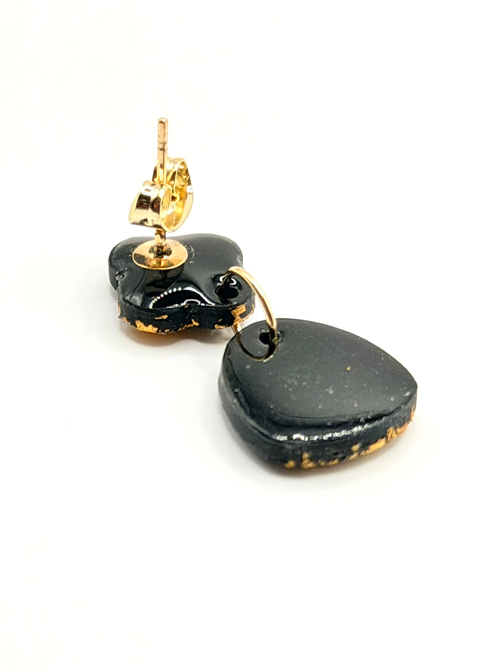 Obsidian Gold Dangle Stud
