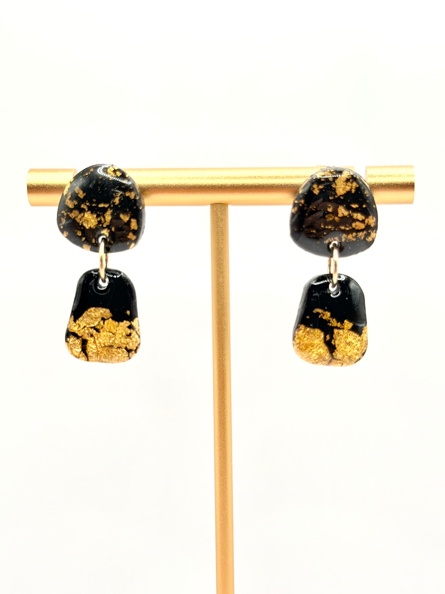 Obsidian Gold Dangle Stud