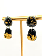 Obsidian Gold Dangle Stud