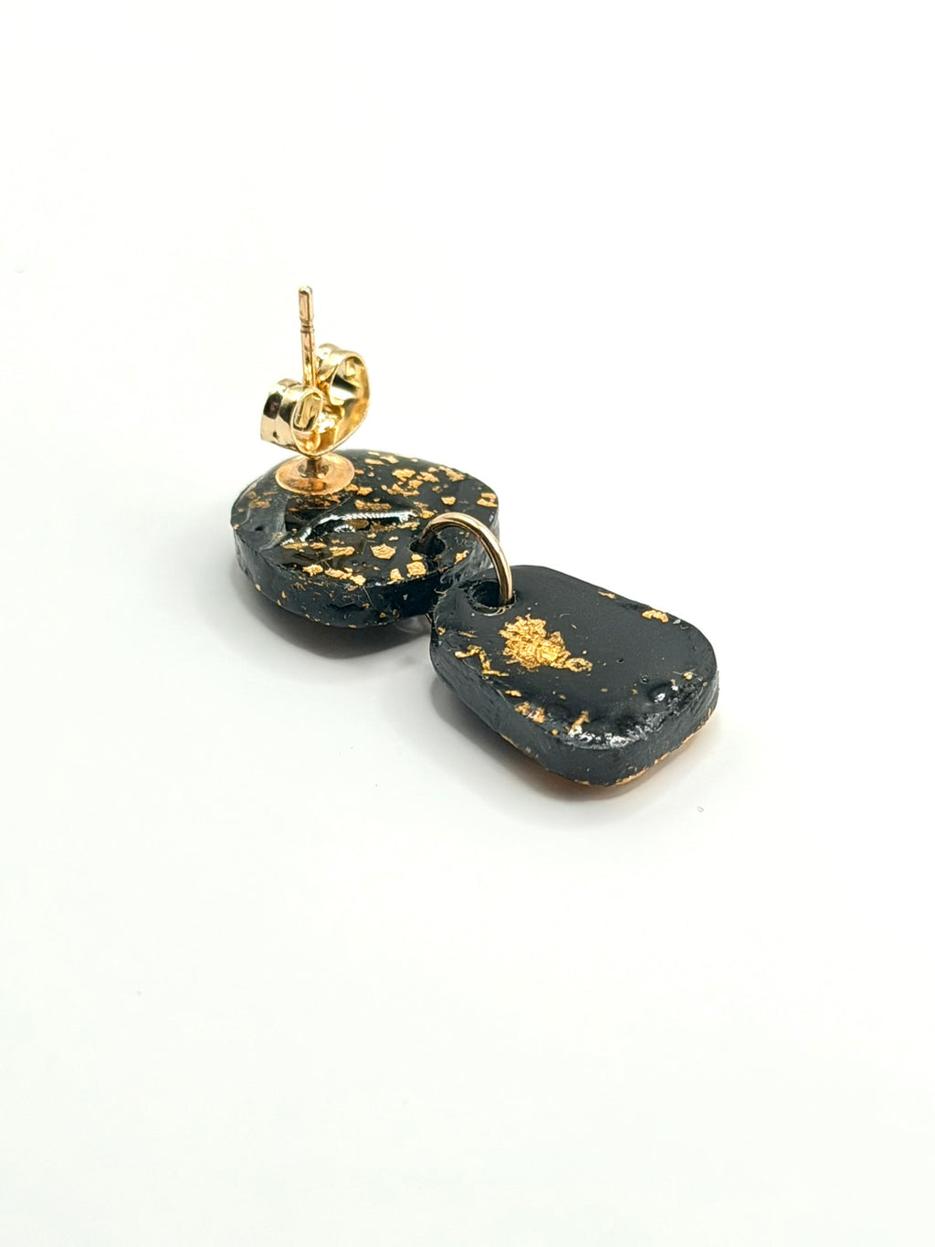 Obsidian Gold Dangle Stud