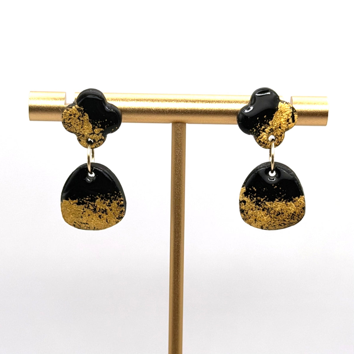 Obsidian Gold Dangle Stud