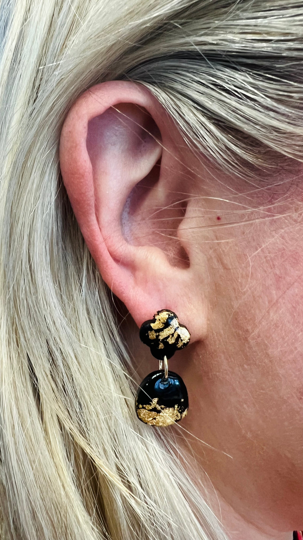 Obsidian Gold Dangle Stud