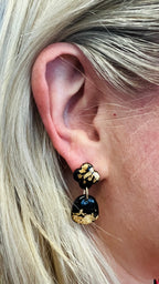 Obsidian Gold Dangle Stud