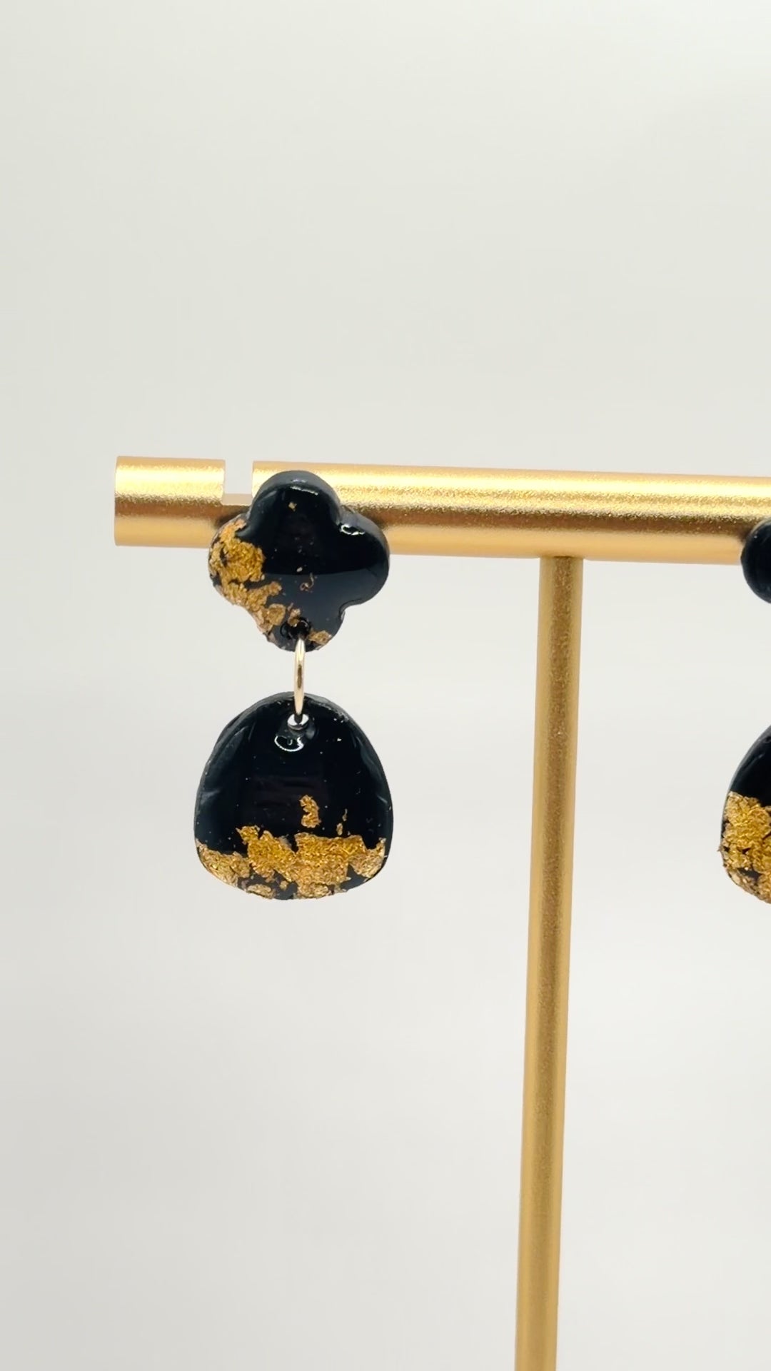 Obsidian Gold Dangle Stud
