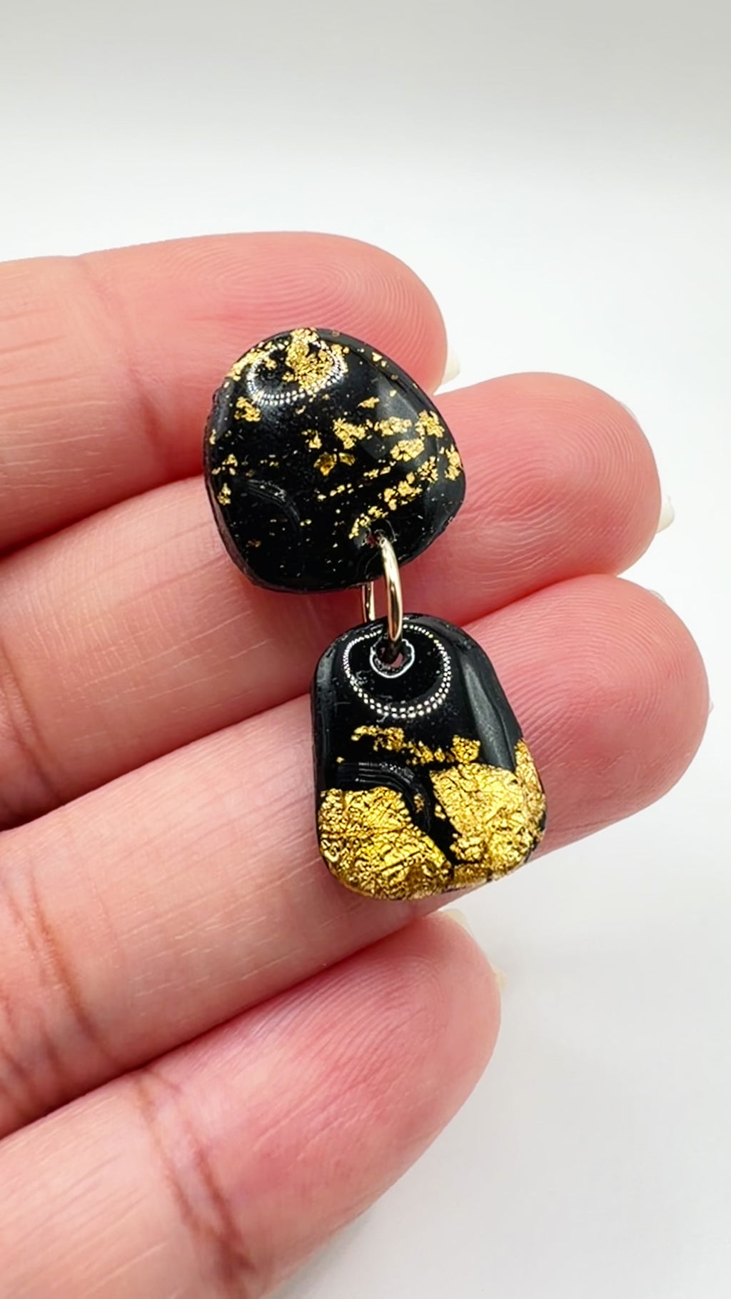 Obsidian Gold Dangle Stud