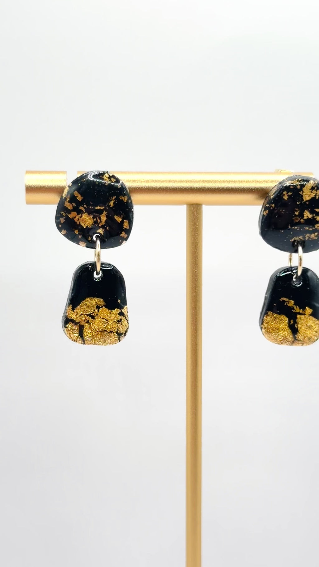 Obsidian Gold Dangle Stud